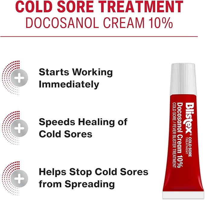 Blistex Cold Sore Kit – Cold Sore/Fever Blister Treatment Docosanol Cream 10% Shortens Healing Time (2g/0.7oz) – Fast-Acting Pain Relief Cream with Maximum Strength Lidocaine (4.25g/0.15oz)