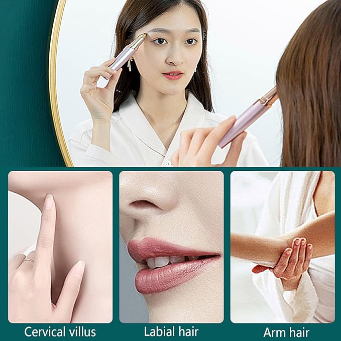 Eyebrow Trimmer,Electric Eyebrow Razor with Built-in LED Light,Rechargeable Eyebrow Remover for Women