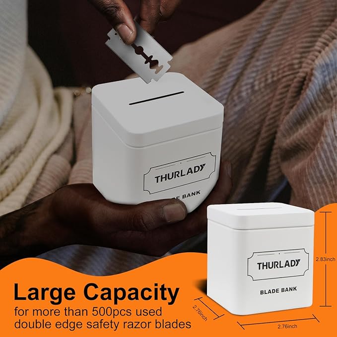 Razor Blade Disposal Container, Matte White, Large Capacity, Holds Over 500 Blades, Safe & Recyclable