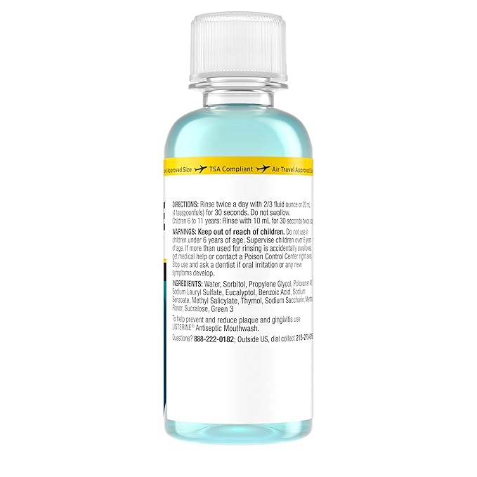 Listerine Alcohol Free Mouthwash, Less Intense Alcohol-Free Oral Care Formula for Bad Breath, Cool Mint Flavor, 3.2 fl. oz (Pack of 2)
