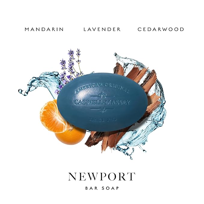 Caswell-Massey Newport & Jockey Club Soap Bar Bundle | Men’s Triple-Milled Soaps | Marine & Classic Scents | Plant-Based, Essential Oils, Made in USA | 2 Bars, 5.8 oz Each