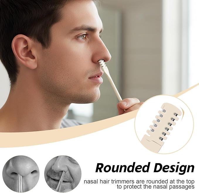 40 Pcs Manual Nose Hair Trimmer - Rotating Nasal Hair Razor Cutter with Storage Box for Women and Men Double Sided Nose Hairs Cleaner Portable Nostril Remover Tools