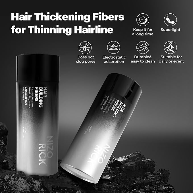 Hair Thickening Fibers for Thinning Hairline - 28g Fill In Fine or Thinning Hair - Instantly Thicker Looking - Waterproof Root Touch Up Hair Color Powder for Men & Women (Medium Brown)