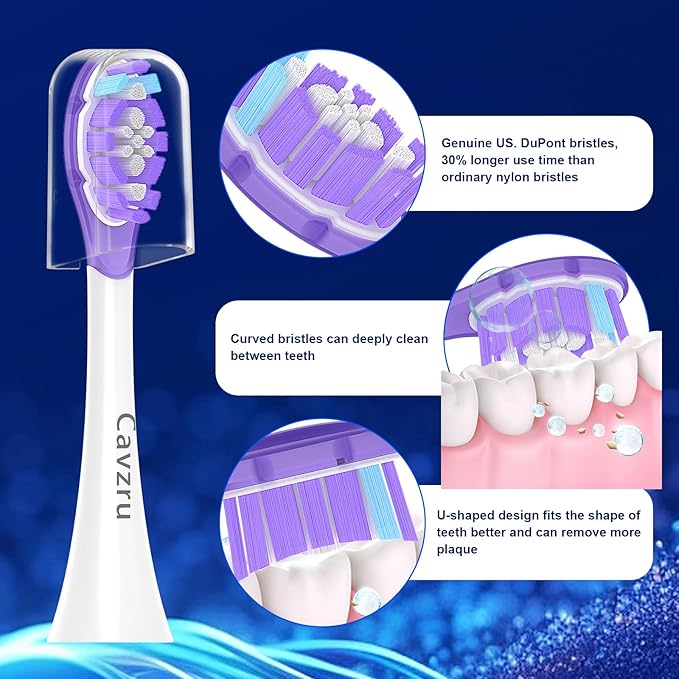 10Pack Replacement Toothbrush Heads for Philips Sonicare Electric Toothbrush,Real Dupont Bristles for Sonicare A3 G3 W3 C3 C2 Brush Head,Purple+Blue