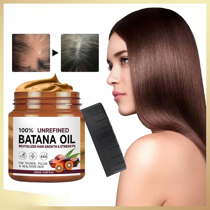 Batana Oil Hair Growth Cream Conditioner – Organic Natural Formula from Honduras for Thicker, Fuller Hair – Promotes Growth & Helps Prevent Hair Loss for Men & Women,2PCS