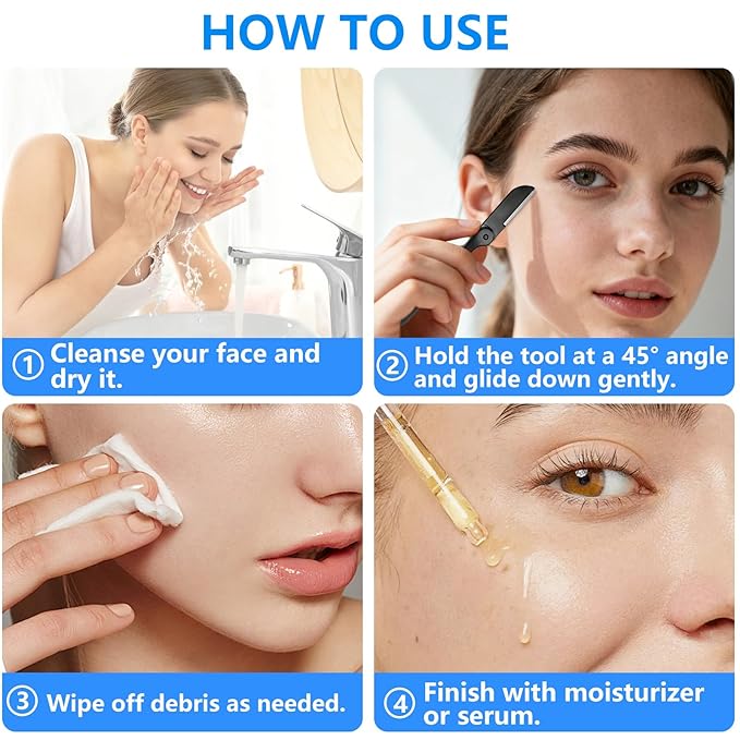 4Pcs Dermaplane Razor for Women Face- Professional Face Razors for Women and Men - Eyebrow Trimmer, Shaver, Dermaplaning Tool for Smooth Skin Care