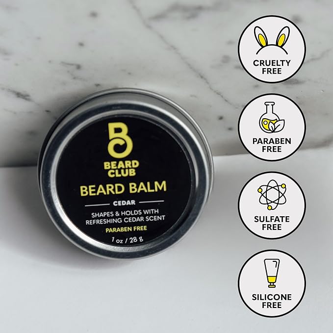 The Beard Club Cedar Beard Butter - Men's Styling Balm, Softener, Moisturizer, and Leave-In Conditioner - Beard Wax - 2oz
