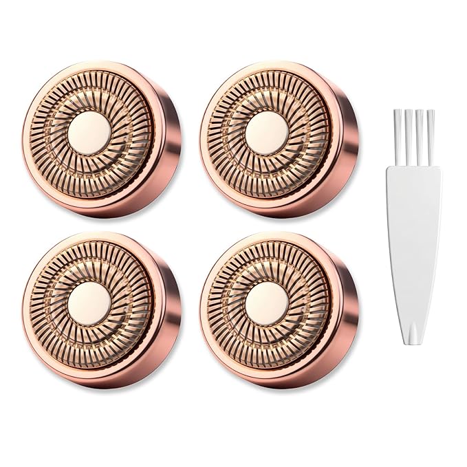 Gen 2 Replacement Heads Compatible with Flawless Facial Hair Remover, Replacement Blades，Rose Gold (4 Pcs)