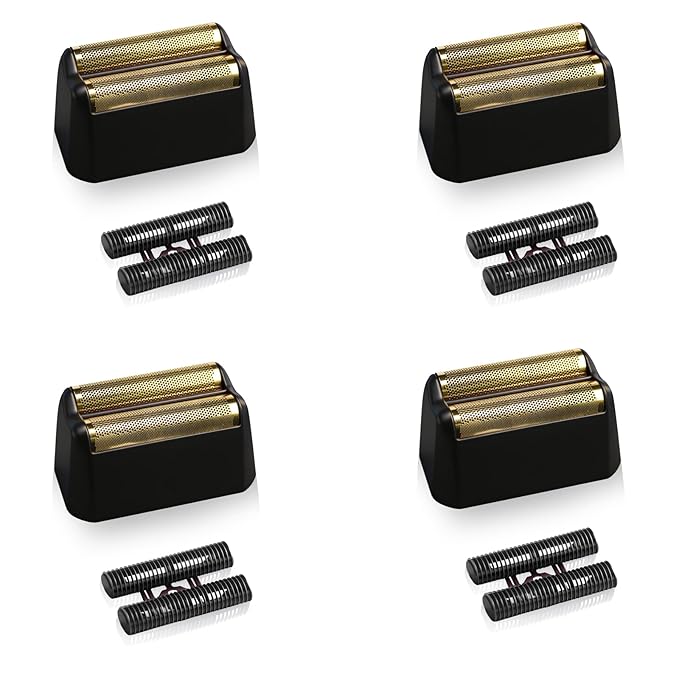 Professional 5 Star Series Finale Shaver Replacement Foil and Cutter Bar Assembly Compatible with Shaver Foil 7031-100, 7043-100 Super Close Shaving Replacement Heads (Black 4 Pack)
