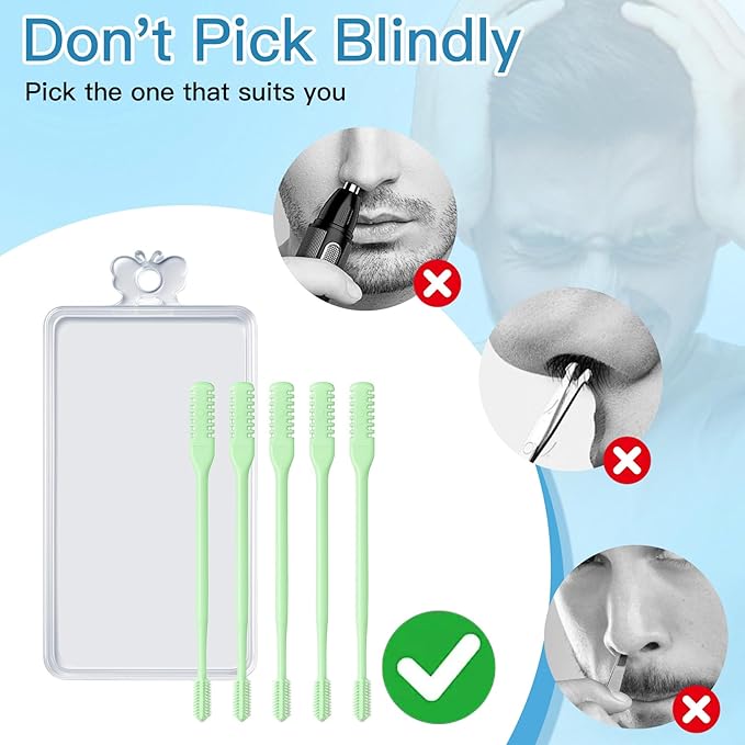 15Pcs 2-in-1 Mint Green Nasal Hair Cutter for Men Nose Trimmer for Women Gift for Christmas 360° Rotating with Cleaning Brush,Nasal Hair Remover for Womens Unisex Nose Hair Cutter for Travel