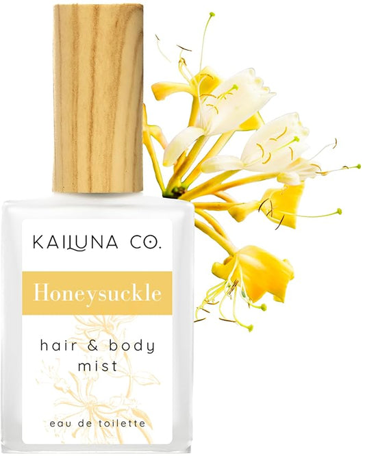 Honeysuckle Natural Hair & Body Mist Spray, Pure Essential and Fragrance Oils, Alcohol-Free, Handmade in California, 0.5Fl Oz