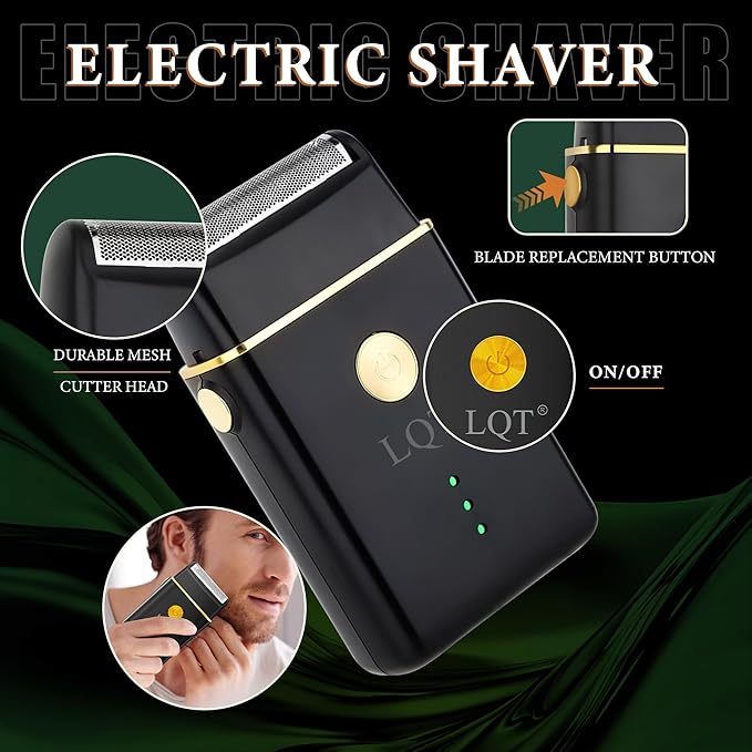 Hair Clippers for Men with LED Power Display, 3-Piece Professional Grooming Kit Includes Hair Clipper, Foil Shaver & Nose Trimmer, Complete Cordless Set for Home Barber Use