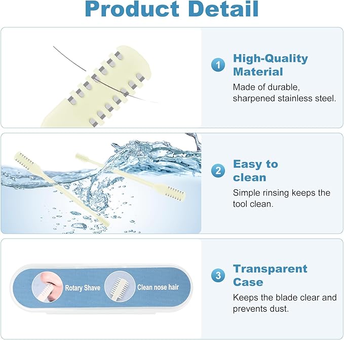 5PCS 2-in-1 Nasal Hair Cutter, Upgrade Manual Double Sided Nose Hair Trimmer Cutter for Women and Men 360°Rotating Nose Hair Remover Grooming Tool knife Razor Portable Nostril hair kit (Beige)