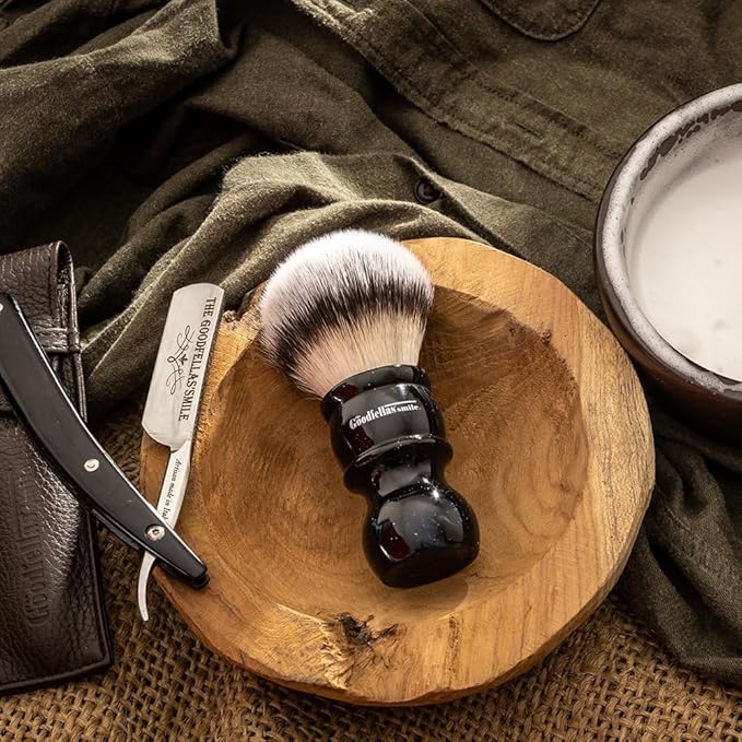 The Goodfellas Smile Synthetic Shaving Brush (Blue Galaxy), Oversized 26 mm Brush Knot for a Fabulous Lather