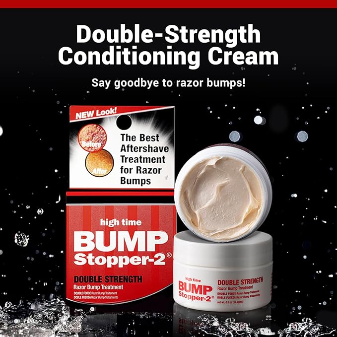 High Time Bump Stopper 2 Double Strength Ingrown Hair Cream for Face and Body | Aftershave Lotion for Men and Women | Razor Bump Balm | 0.5 OZ (2 Pack)