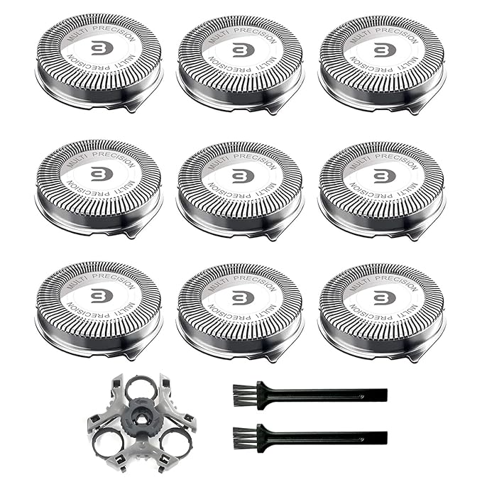 SH30 Replacement Heads Compatible with Philips Shavers Series 1000, 2000 And 3000, Replacement Blades for Norelco 3000 with 9pcs Blades And 1pcs Retaining Ring