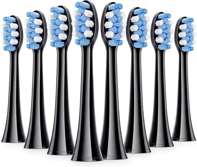 Onlyone Replacement Toothbrush Heads, Compatible with Philips Sonicare Click-on Handles, and AquaSonic Electric Toothbrush, Soft Electric Toothbrush Heads Refills, Black, 8 Pack