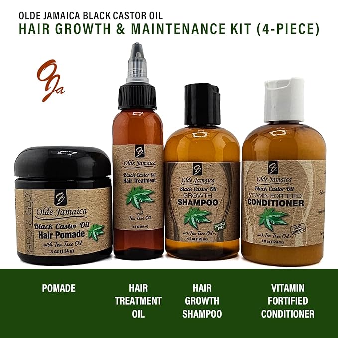 Black Castor Oil Hair Maintenance Kit (4 Piece Bundle)