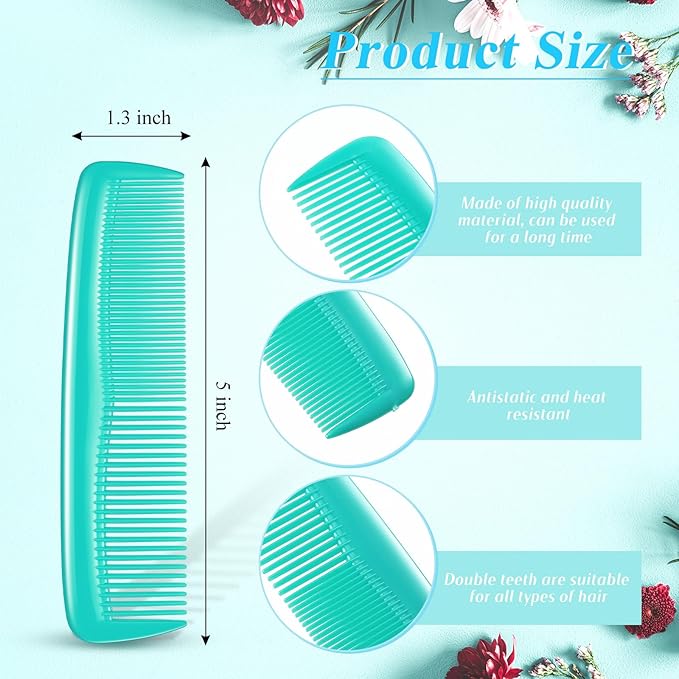 50 Pcs Pocket Combs for Men 5 Inch Cutting with Wide and Fine Teeth Plastic Professional Barber Haircut Small Anti Static Combs for Women Grooming Accessories for Beard(Green)