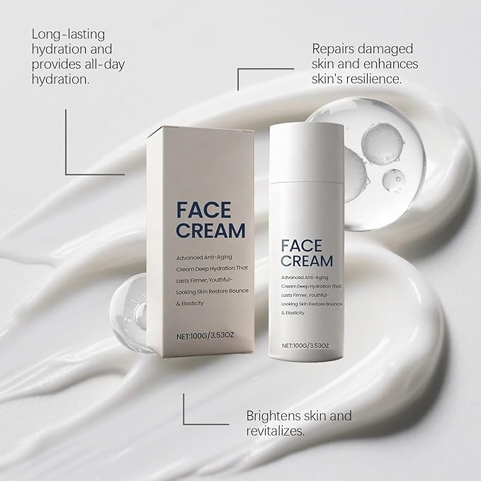 Face Moisturizer for Women & Men, Deeply Hydrates & Restores Skin Elasticity, Gentle Formula, Non-Comedogenic
