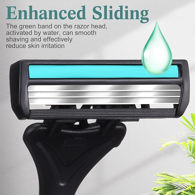 32 Pcs Men's Disposable Razors Bulk 3 Blade Shaving Razors for Sensitive Skin Comfortable Head Shave Valentine Gifts