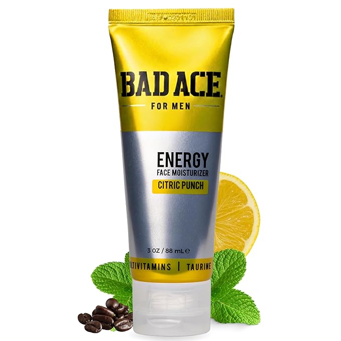 BAD ACE Energy Daily Moisturizer for Men, Korean Skin Care Hydrating Facial Cream - Multi-Vitamin Men's Face Moisturizer for Dry and Acne-Prone Skin - Citric Punch, 3 oz
