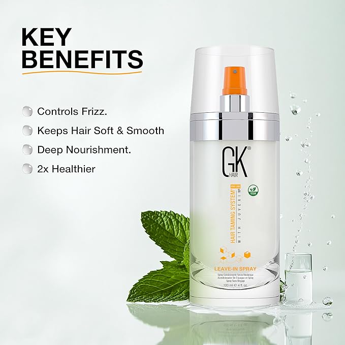 GK HAIR Global Keratin Leave In Conditioner Hair Spray (4 Fl Oz/120ml) - Moisturizing Treatment Strengthens & Shines Frizzy, Dry Damaged Hair - Detangler Spray for Smoothing Nourishes Hydrated Hair