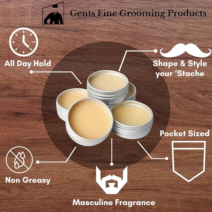 G.B.S Strong Hold Sweet Tobacco Mustache Wax, Easy Application, Restyleable, long lasting hold with Styling Comb (1.7 oz) (3 Pack, Sweet Tobacco)