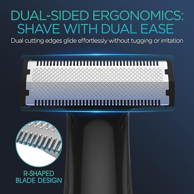 VOYOR Beard Trimmer for Men Electric Razor, Nose Face Body Hair Trimmer with Adjustable Length Combs All in 1 Rechargeable Mens Grooming Kit Cordless Electric Shaver Wet/Dry TX510 (Grey)