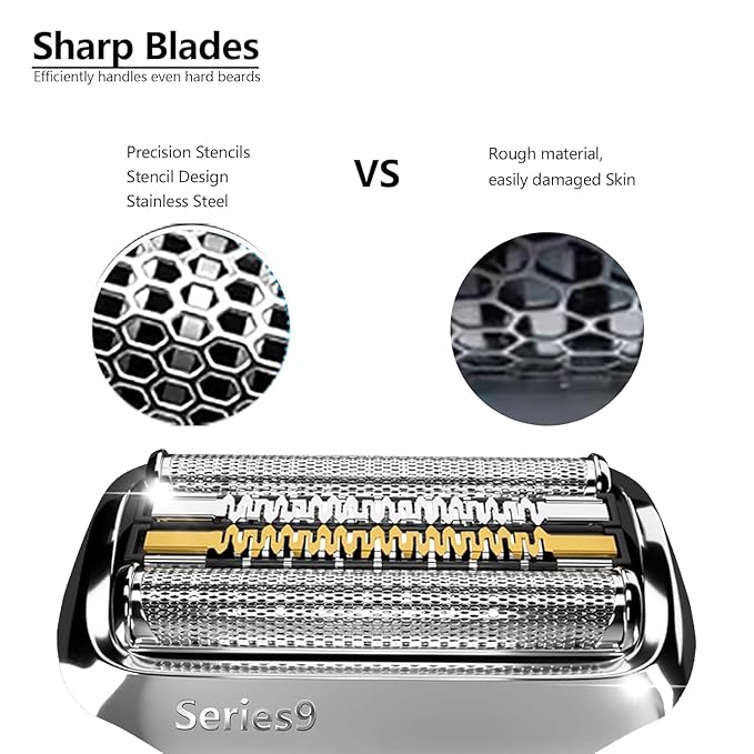 92S Replacement Head Compatible With Braun Series 9, 92SB Wet and Dry Replacement Foil and Cutter for Braun Electric Shaver S9 9290cc 9291cc 9370cc