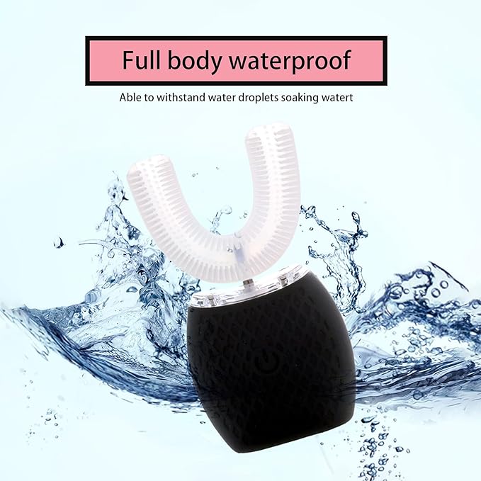 Ultrasonic Toothbrush for Adults - Automatic Electric Toothbrush with Soft Bristles & 30s Timer Rechargeable Portable Design with Wireless Charging Waterproof & Washable for Travel & Home Use (Black)