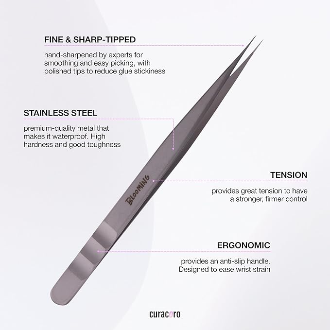 Curacoro Lash Tweezers for Eyelash Extensions - LashSmith Straight Isolation Tweezer for Classic Lashes and Effortless Precision