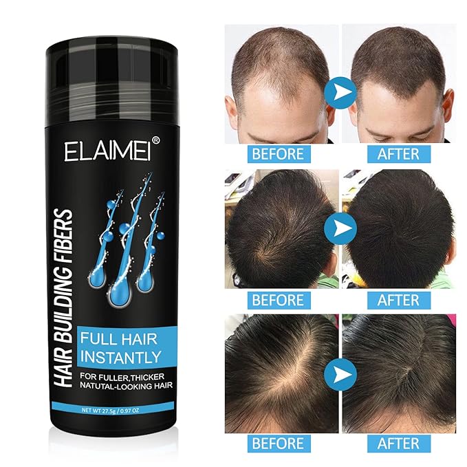 Using our hair fibers to make hair thicker, Natural Formula Hair Fiber, Conceals Hair Loss & Look Younger, Your Secret to Confidence! Designed for Men & Women (Black) (Dark brown)