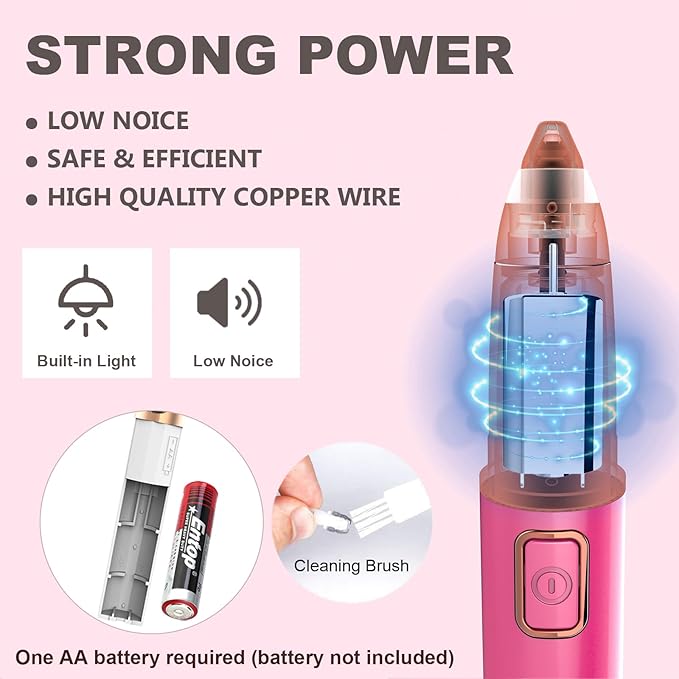 Eyebrow Trimmer for Women - Electric Eye Brow Razor with LED Light Painless & Easy Clean for Eyebrows Face Nose Ear Hair Chin Lips Peach Fuzz Bikini Lines & Other Detailing - Battery Operated (White)