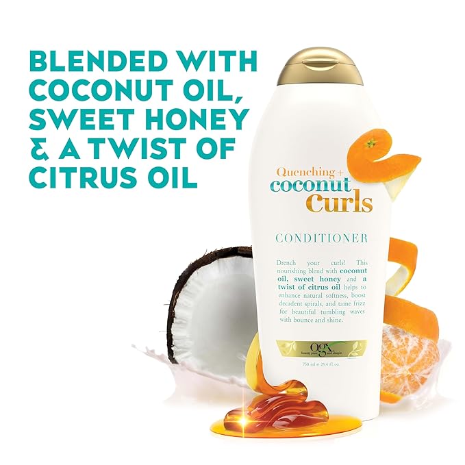 OGX Quenching + Coconut Curls, Moisturizing Conditioner for Curly Hair, Detangling, Curl Enhancing, 25.4 fl oz