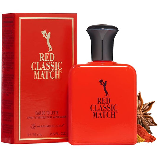PB ParfumsBelcam Red Classic Match Eau de Toilette - Spicy Woody Amber Fragrance for Men, Long-Lasting Masculine Scent, Affordable Cologne Alternative, Signature Fragrance - 2.54 Fl Oz