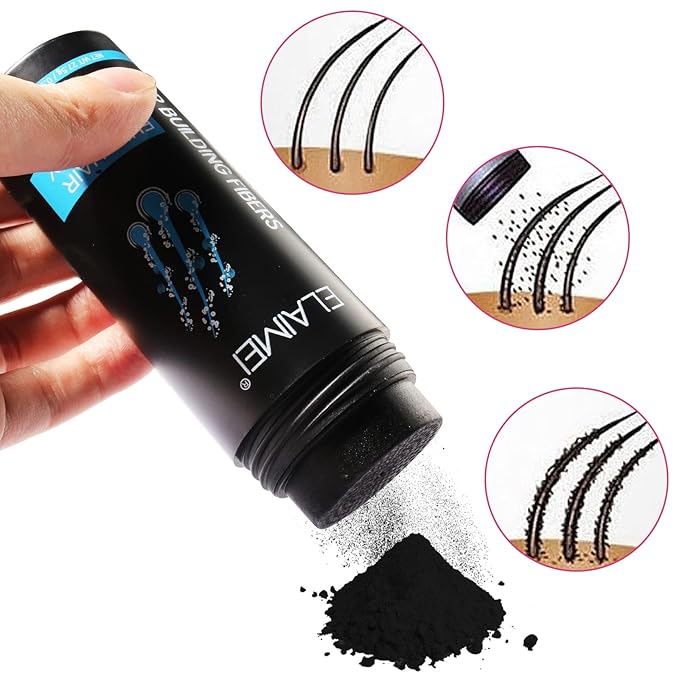 RoseFlower Hair Fibers for Thinning Hair Unisex, Waterproof Undetectable Natural Instant Conceals Thicken Thinning Balding Hair Areas Hairline 15 Sec, Look Younger, Men Women, Black + Medium Brown