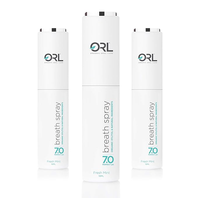 ORL Natural Breath Freshener Spray Fresh Mint 3 Pack – Made in The USA, Organic Xylitol, Natural Fresh Breath, Plant-Based Essential Oils, Elevated Twist Top, Alcohol-Free, Fluoride-Free, pH Balanced