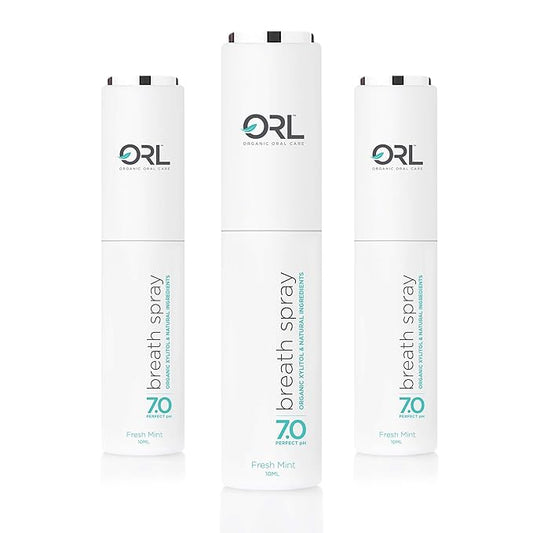 ORL Natural Breath Freshener Spray Fresh Mint 3 Pack – Made in The USA, Organic Xylitol, Natural Fresh Breath, Plant-Based Essential Oils, Elevated Twist Top, Alcohol-Free, Fluoride-Free, pH Balanced