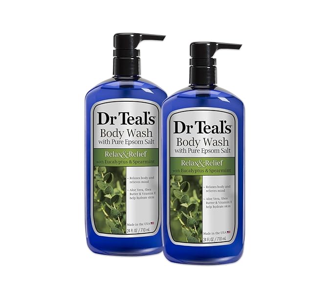 Dr Teal's Body Wash, Relax & Relief with Eucalyptus & Spearmint 24 fl oz (Pack of 2)