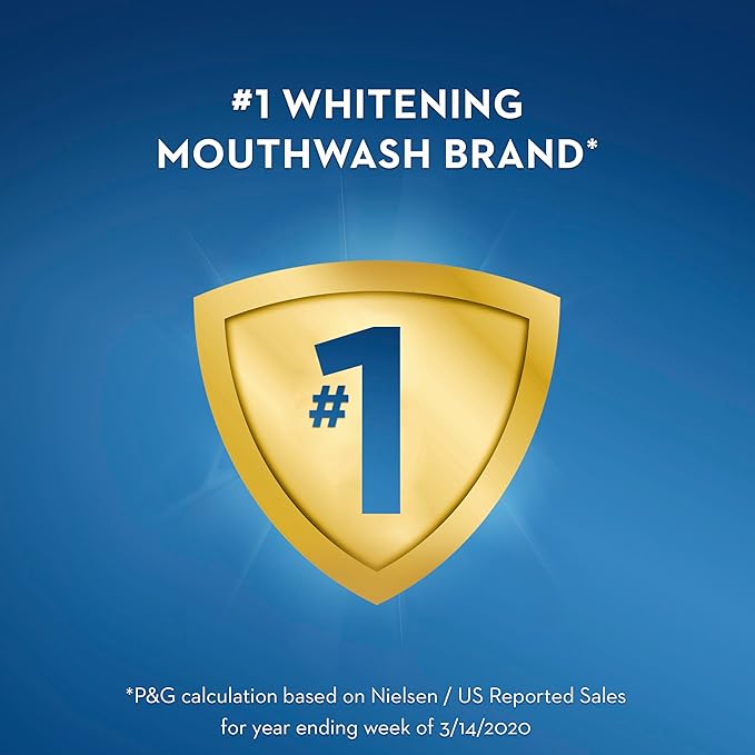Crest Mouthwash/Mouth Rinse, 3D White Brilliance Whitening, Alcohol Free, Clean Mint, 2x1L (33.8 fl oz)
