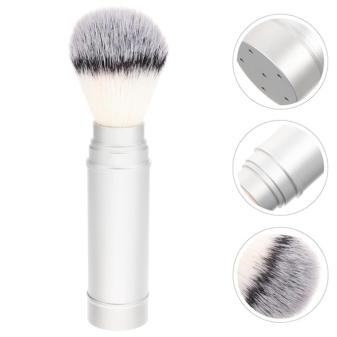 NOLITOY Shaving Brush for Men Portable Compact Travel Shave Beard Brush Nylon Bristles Facial Cleansing Metal Handle Grooming Tool