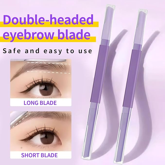 Eyebrow Razor for Women Face,Dermaplane Razors with Cover for Peach Fuzz Facial Hair Removal 2Pcs