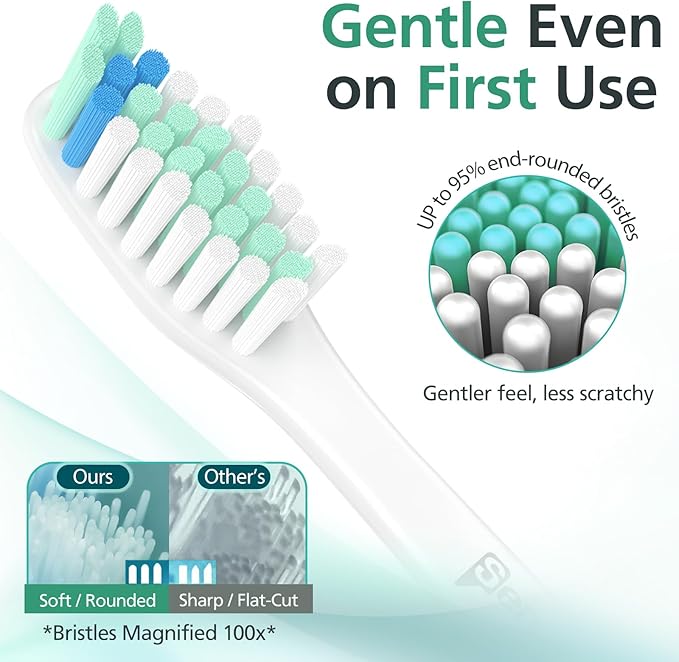 Toothbrush Heads for Philips Sonicare Replacement Heads E-Series, Essence, Xtreme, Elite, Advance and CleanCare Screw-On Electric Handles, Brush Heads for Philip Sonic Care, 4 Pack