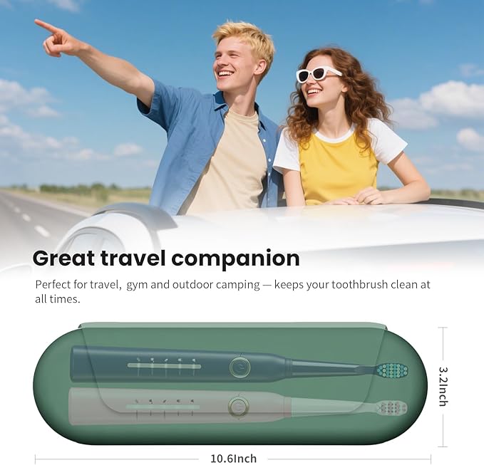 Silicone Electric Toothbrush Travel Case, Manual Toothbrush Travel Cover for Men and Women,Toothbrush for Travel,Gym and More, Fits Most Manual and Electric Toothbrushes - Midnight Green