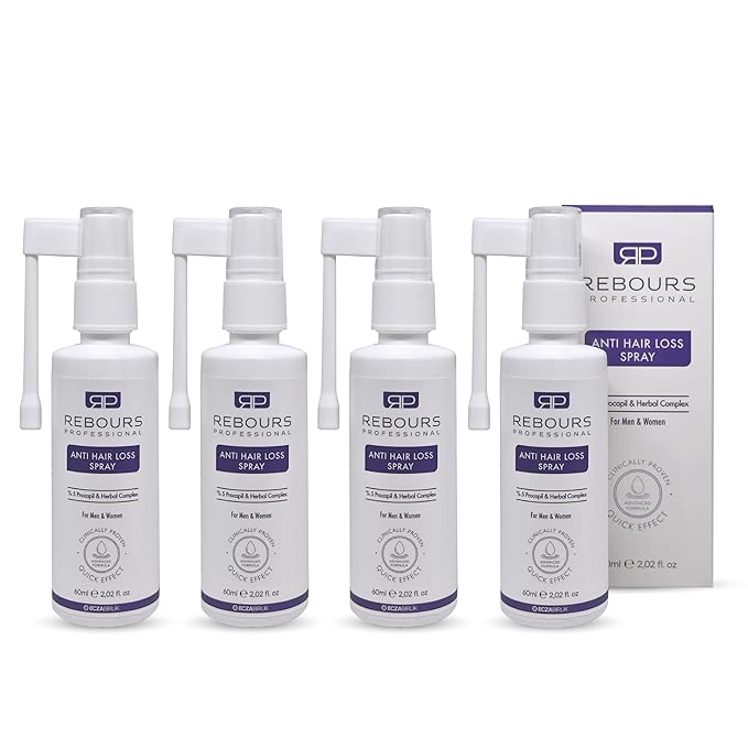 Hair Regrowth Treatment with 5% Procapil – Anti Hair Loss & Hair Growth Spray for Stronger, Fuller Hair – Residue-Free Formula – Suitable for All Hair Types (Pack of 4)