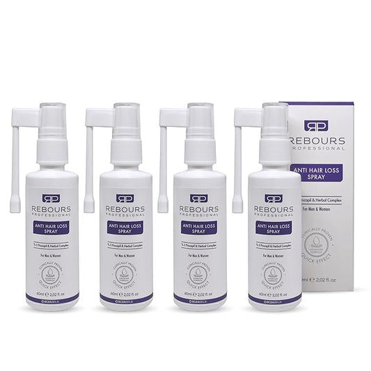 Hair Regrowth Treatment with 5% Procapil – Anti Hair Loss & Hair Growth Spray for Stronger, Fuller Hair – Residue-Free Formula – Suitable for All Hair Types (Pack of 4)