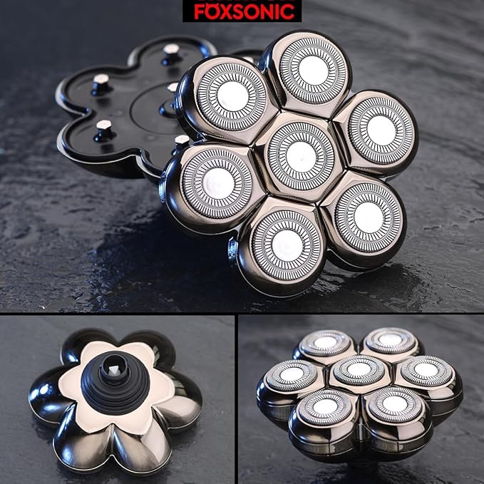 Magnetic 7 Blades Head Shaver Replacement Blades for head Shaver and Other Brands Head Shaver (CX7 Silver)