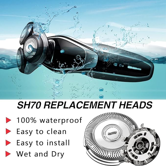 SH70/71 Replacement Head Blades Compatible with Phillips Norelco Series 7000 Electric Razor Blades,New Upgraded SH70 Blades for Philips Shaver 7000 Replacement Heads for Models S7000 SW7700 7500