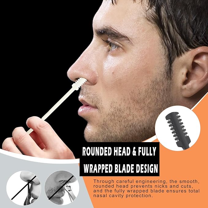 New 2026 Upgraded Staggered Blades Nose Hair Trimmer - Pain-Free & Efficient Nostril Hair Remover for Men and Women, Manual 360°Rotation with Soft Cleaning Brush (4-Pack) Brown
